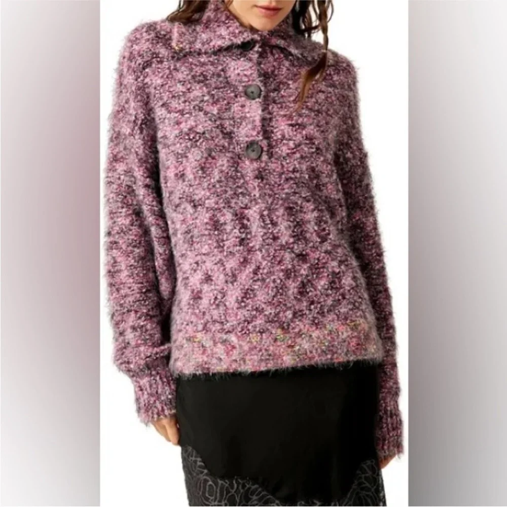 Free People Stellar Knit‎ Collared Pullover Sweater Size Medium